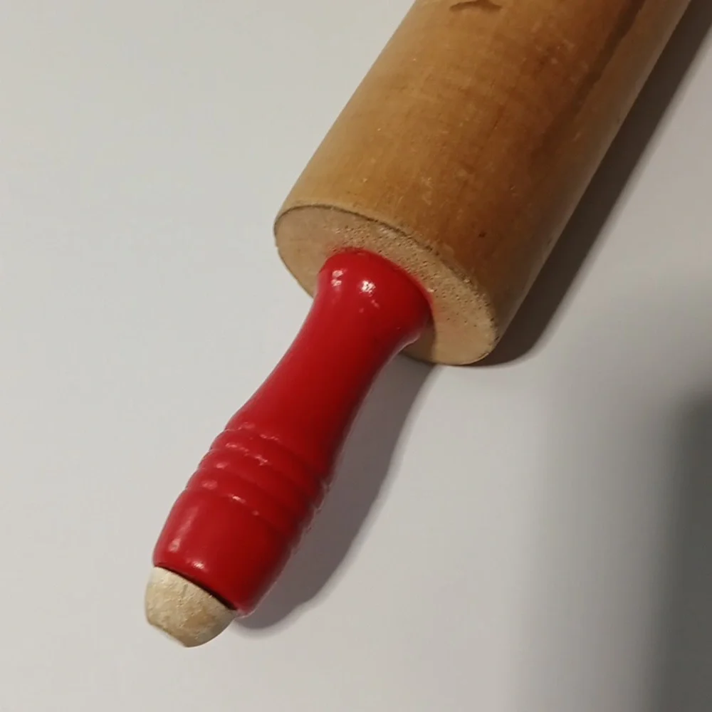 Vintage Rolling Pin with Red Handles Cottagecore Grandmacore Countrycore